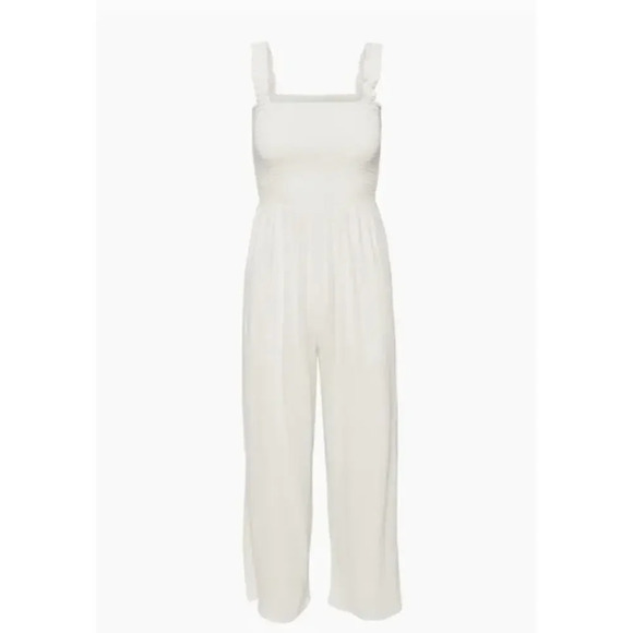 Aritzia Wilfred New Chianti Jumpsuit Stretch Smocked White Size Medium - Picture 1 of 11